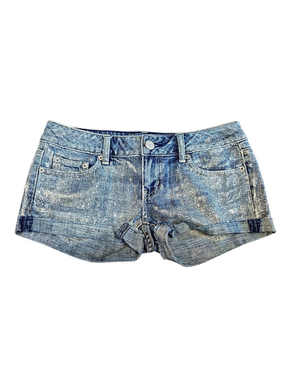 American Eagle Low Rise Micro Mini Glitter Shorts Size 2 Indie Sleeze Summer